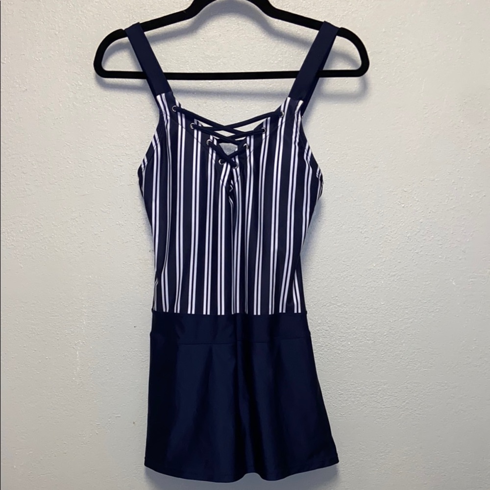 Nautica White and Black with Pockets One-Piece Swimsuit 3470